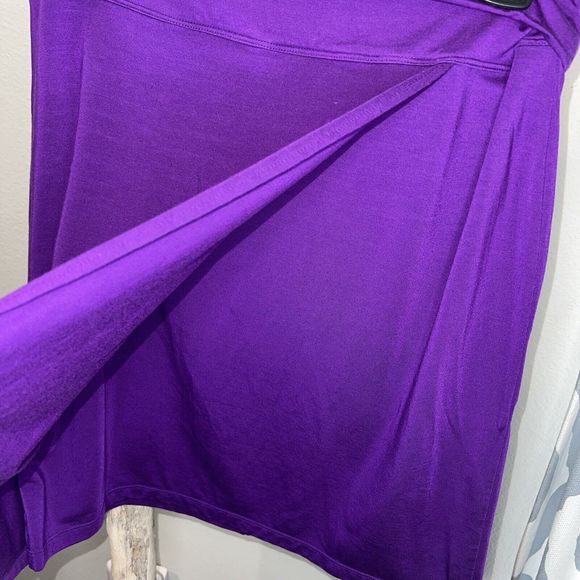 Athleta Purple Seaside Fold Over Knit Pencil Skirt Size MD Casual Comfy Pull-On - Picture 2 of 7